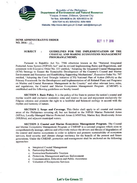 What is new under DENR Administrative Order No. 2016.